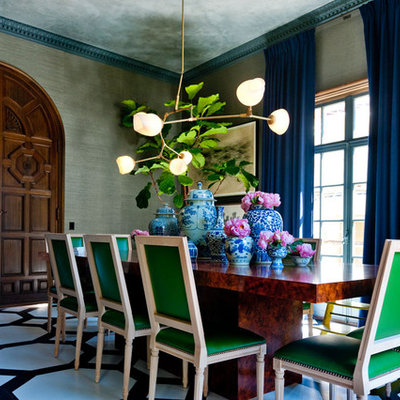 Inspiration for a contemporary painted wood floor enclosed dining room remodel in San Francisco with gray walls