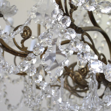 20th Century Bronze and Glass Crystal Chandelier