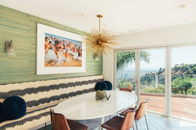 Dining room - contemporary medium tone wood floor and gray floor dining room idea in Los Angeles