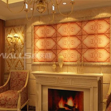 3D leather carved wall panel
