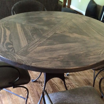 44" Round Table with wood inlay