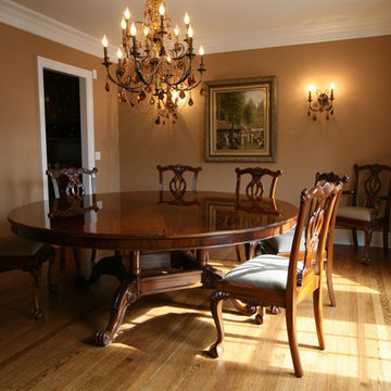 72 Round Brown Mahogany Formal Dining Room Table (AP 72 WAL) in Customer's Home