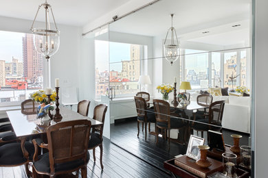 Dining room - transitional laminate floor dining room idea in New York