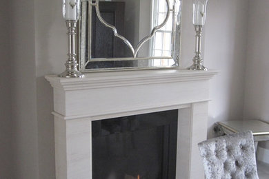 A beautiful new fire and fireplace ... cool and classic for a dining room