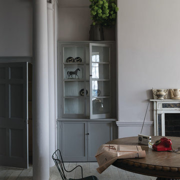 A dining room painted in Peignoir No.286 by Farrow & Ball