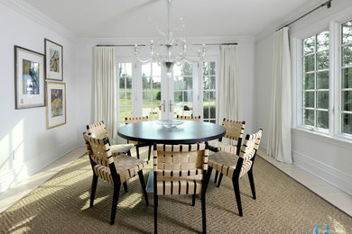 Mid-sized minimalist light wood floor enclosed dining room photo in New York with white walls and no fireplace