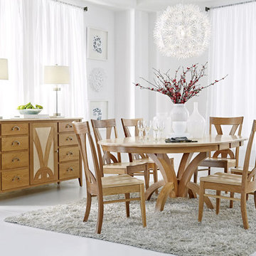 Adeline Single Pedestal Table, Chairs and  Sideboard
