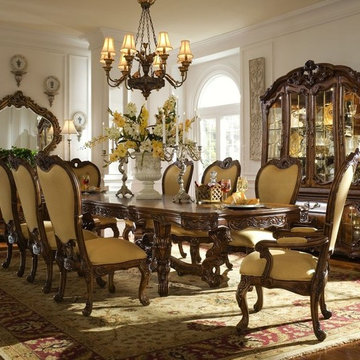 AICO Palais Royale Rococo Cognac Rectangular Dining Table Set
