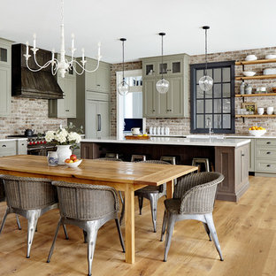 Example of a mid-sized country light wood floor great room design in Philadelphia with white walls