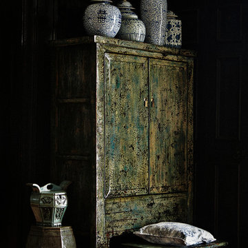 Antique Blue Lacquered Cabinet