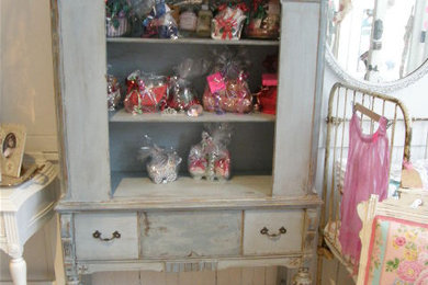 antique shabby chic china cabinet blue distressed