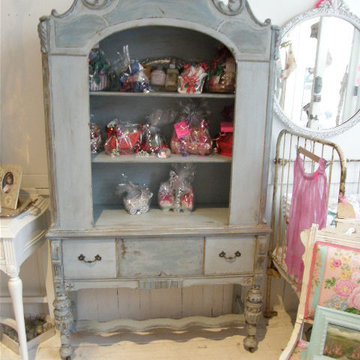 antique shabby chic china cabinet blue distressed