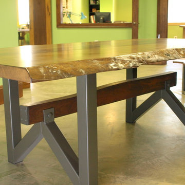 AppWood Custom Table Live Edge Sycamore Walnut on Steel base and Walnut stretche