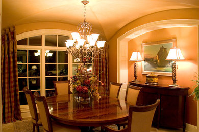 Mid-sized elegant enclosed dining room photo in Nashville with beige walls and no fireplace