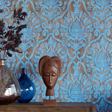 Argos Blue Damask Wallpaper