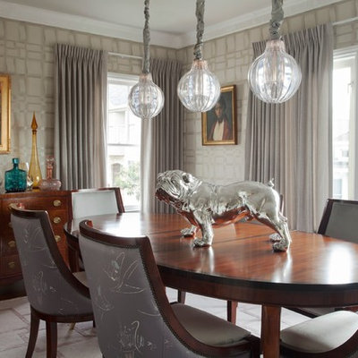 Example of a trendy dining room design in San Francisco with gray walls
