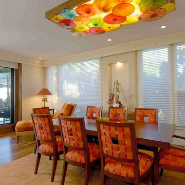 Art Glass Chandelier in Dining Room Remodel Sugar Cove Maui