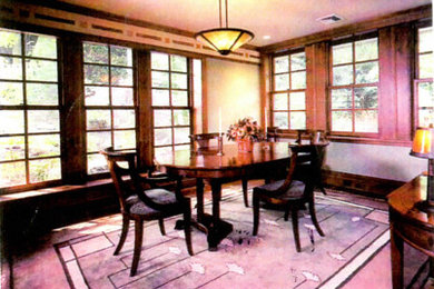 Mid-sized arts and crafts medium tone wood floor enclosed dining room photo in Philadelphia with beige walls and no fireplace