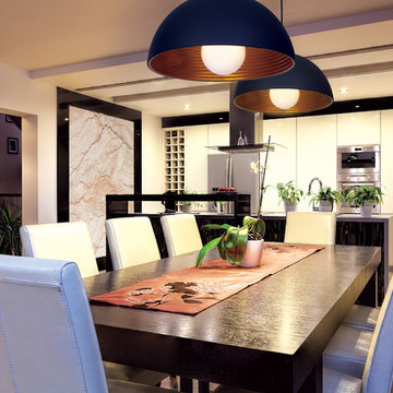 Astro Dome Pendants above Dining Table