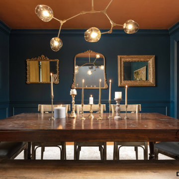 B L U E Transitional Dining Room Design by- Dawn D Totty Interior Designs
