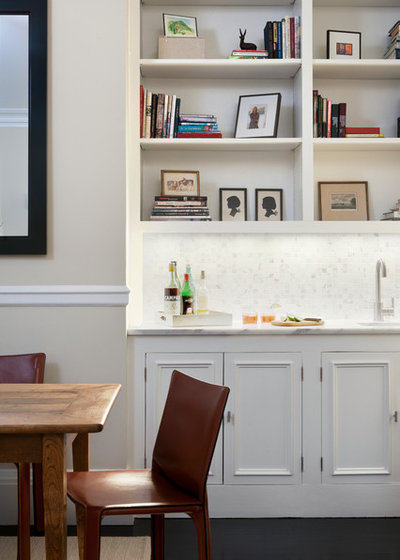 Transitional Dining Room by Ben Gebo Photography