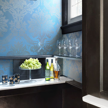 Bar with damask wallpaper