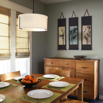 Bay Area green home remodeling: Dining Room with fluorescent lighting fixture