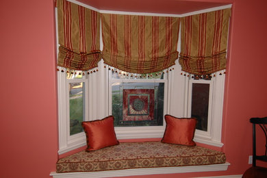 Bay window seat in Craftsman home