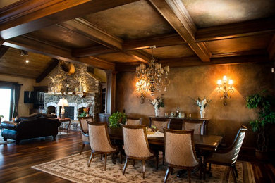 Example of a mountain style dining room design in Atlanta