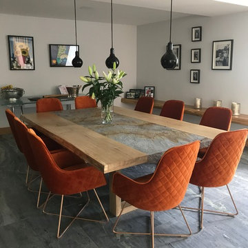 Bespoke Dining Room Table Incorporating Translucent Stone Veneer