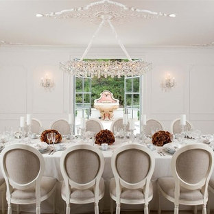 Idee per una sala da pranzo vittoriana chiusa con pareti bianche