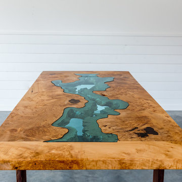 Big Leaf Maple River Dining Table // Live Edge // Glass