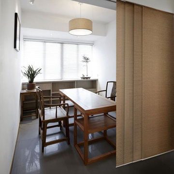 Birch Truffle (Privacy & Natural Woven) - Panel Track Blinds