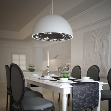 Black and White Dining Area