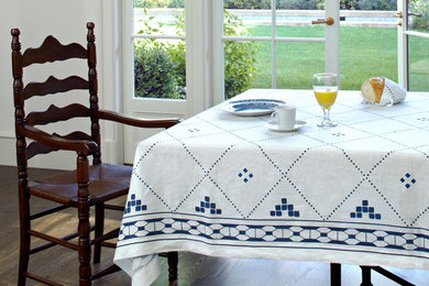 Blue and White Linen Tablecloth by Huddleson