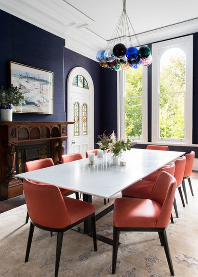 Transitional Dining Room by Moss Melbourne