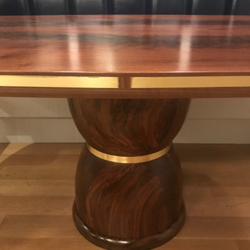 Bookmatched Walnut Crotch Oval Breakfast Table with Pedestal