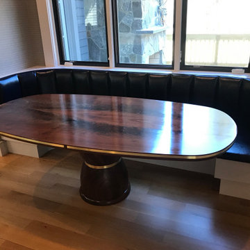 Bookmatched Walnut Crotch Oval Dining Table with Pedestal