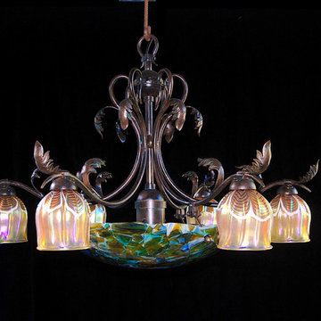 Breadfruit Chandelier  6 light with dome.