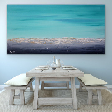 Calm waves 72x36 inches Contemporary Beach Large Modern Painting Custom ORDER