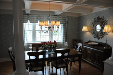 Photo of a medium sized traditional open plan dining room in Philadelphia with medium hardwood flooring.
