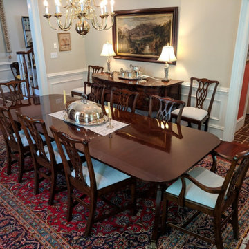 Cathedral Mahogany Table with Straight Leg Chippendale Chairs