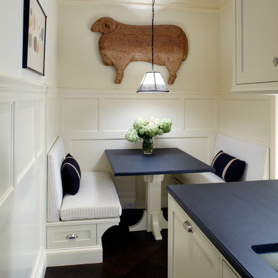 Kitchen/dining room combo - traditional kitchen/dining room combo idea in New York with white walls