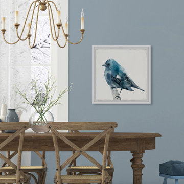 "Chubby Blue Bird" Framed Painting Print