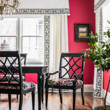 Classic dining room with red walls