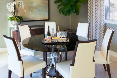 Example of a large transitional marble floor kitchen/dining room combo design in San Diego with gray walls