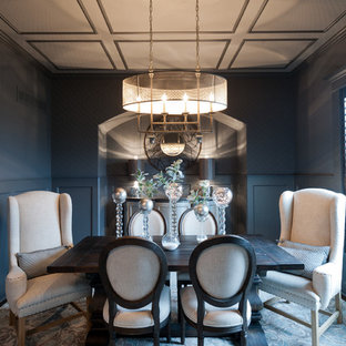 Example of a mid-sized transitional enclosed dining room design in Kansas City with blue walls and no fireplace