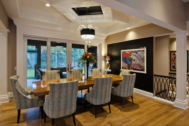 This is an example of a contemporary dining room in Other with feature lighting.
