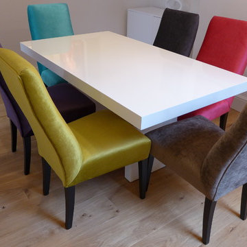 colourful dining chairs in different vibrant colours