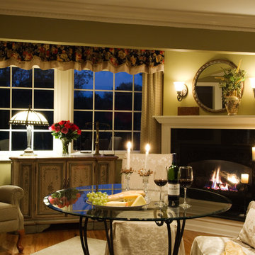 Colts Neck Dramatic Dining Room Makeover AFTER, at twilight